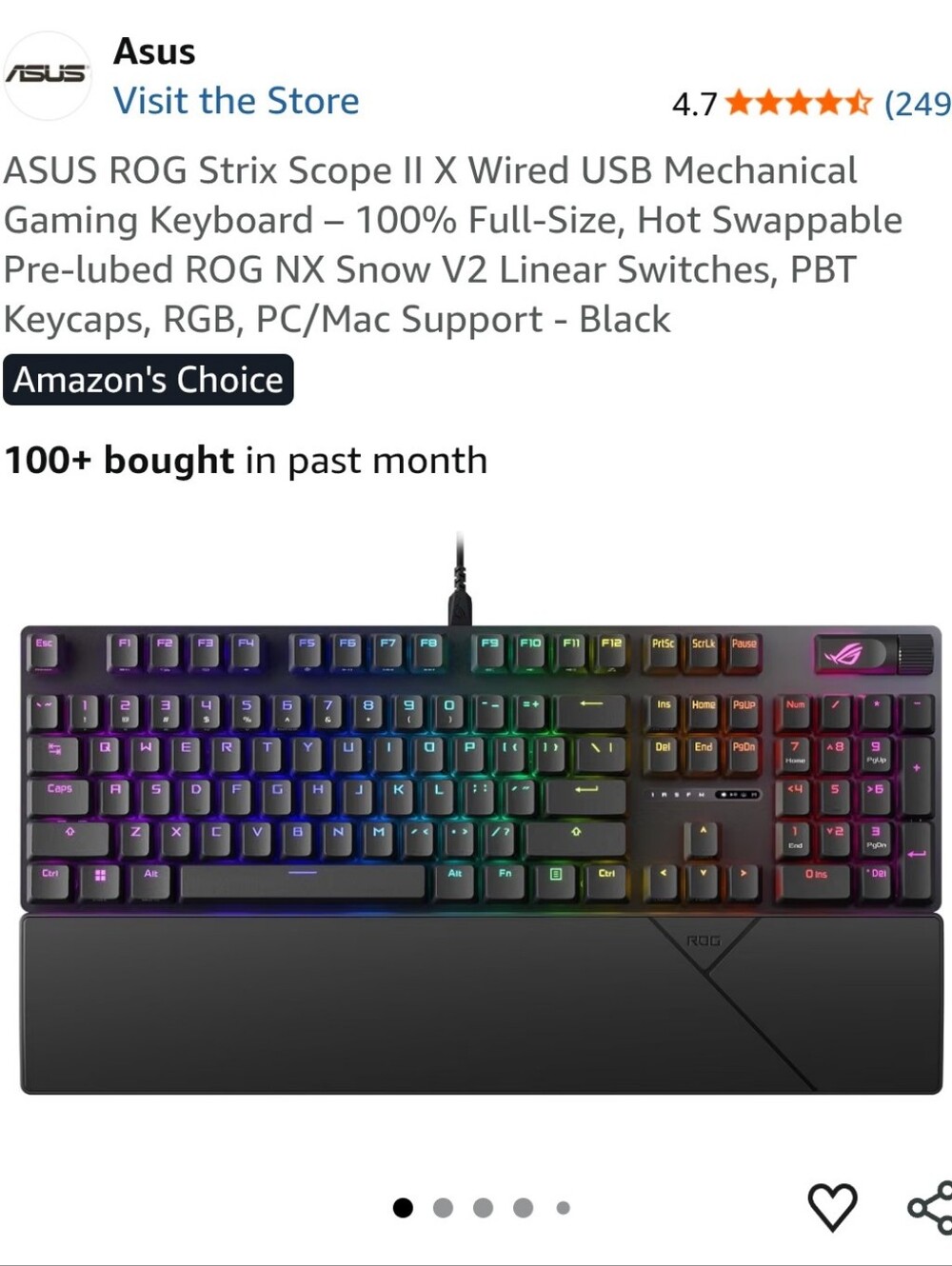 Asus ROG Strix Scope II X Wired USB Mechanical Gaming Keyboard